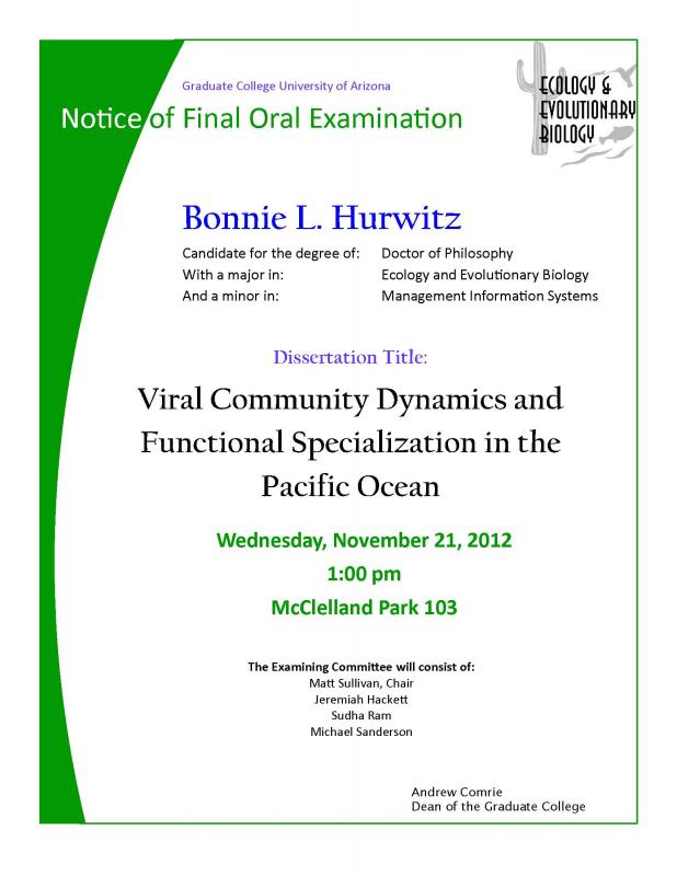 Bonnie Hurwitz - Final Oral Examination