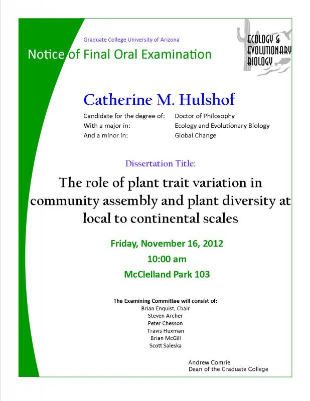 Catherine Hulshof Final Oral Examination